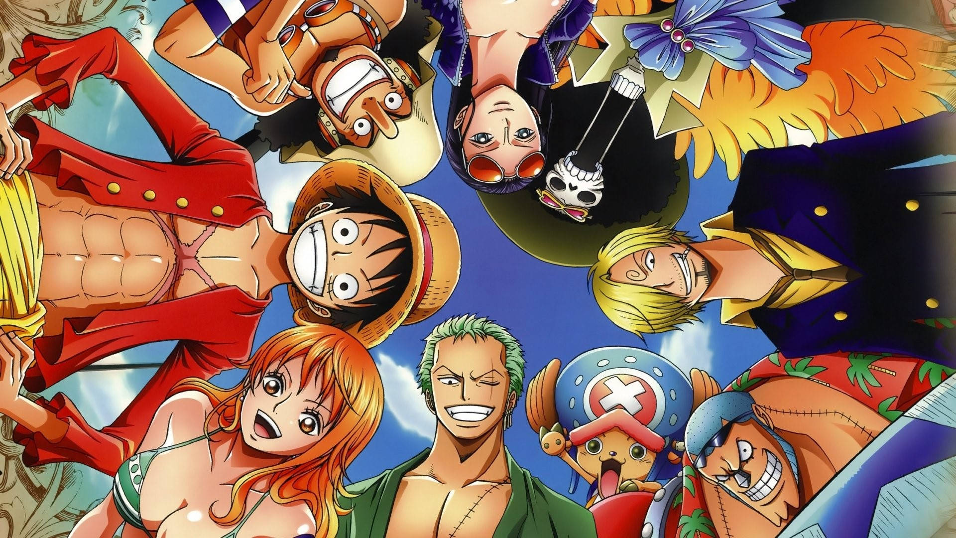 Luffy Zoro And Team Smile Shoot Desktop Background