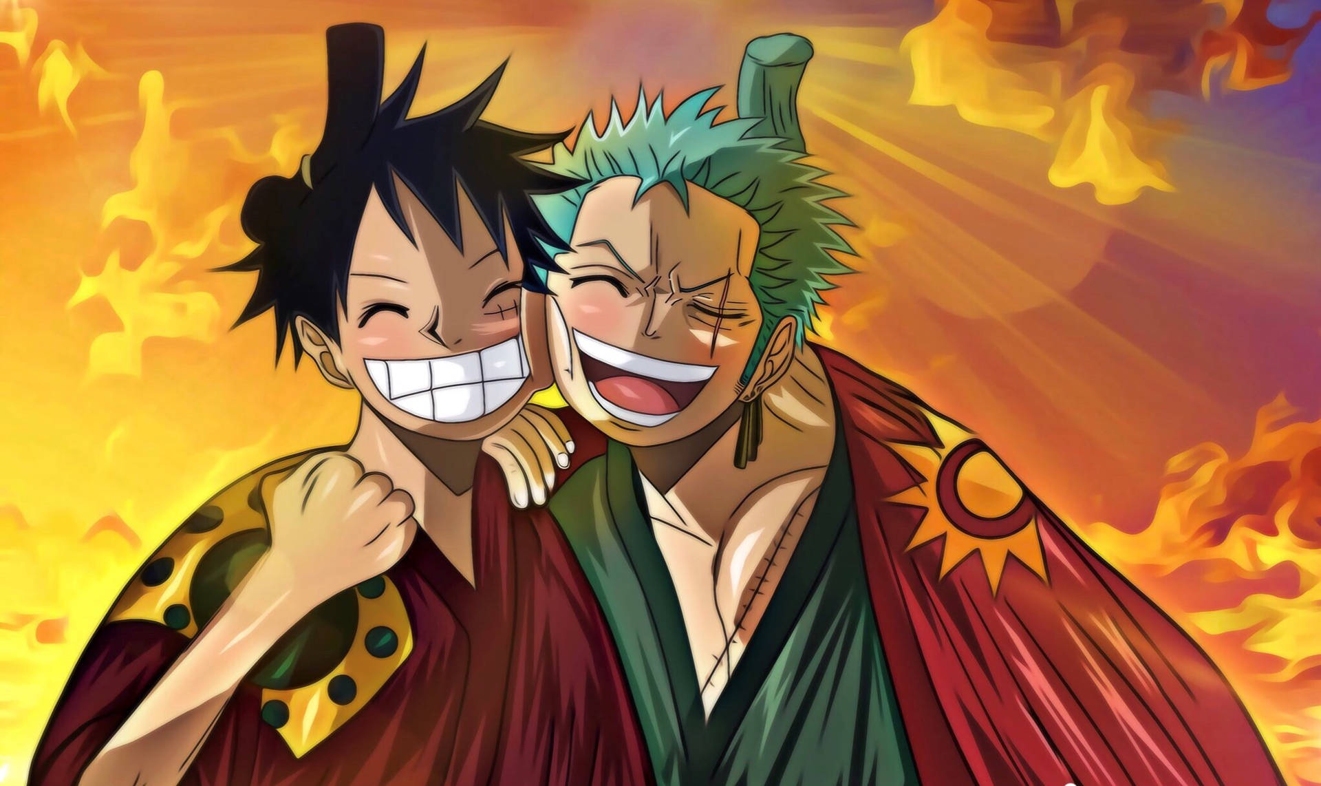 Luffy Zoro Best Friend Love Desktop Background