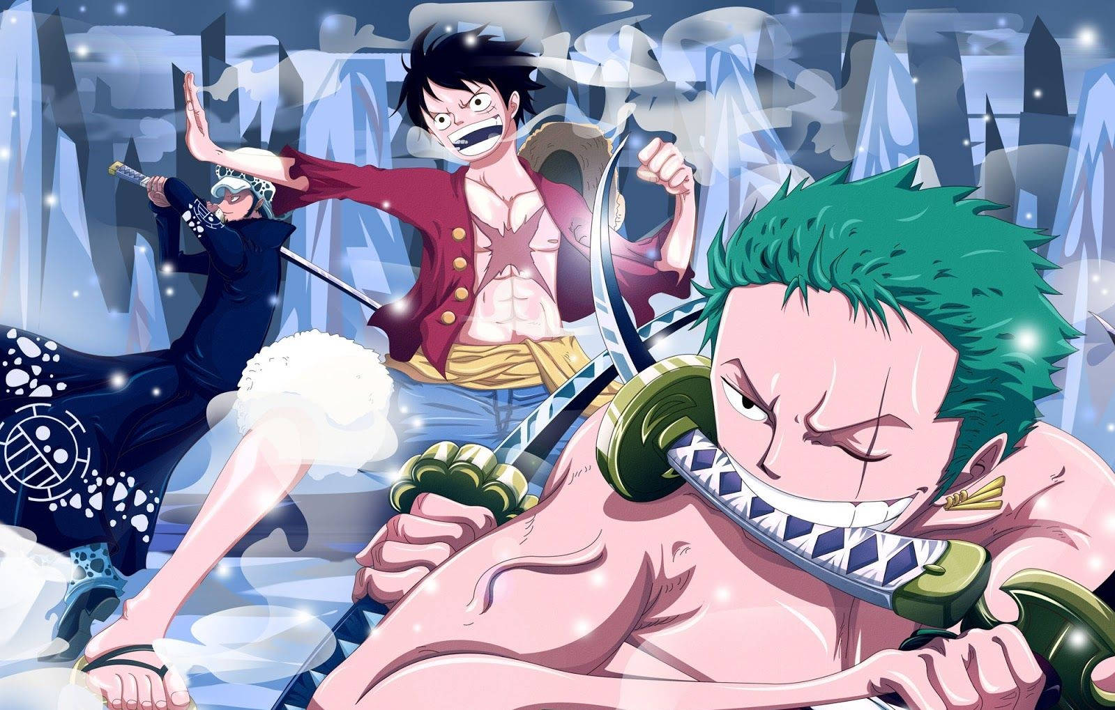 Luffy Zoro Fight Scene Snow Mountain Deesktop Background