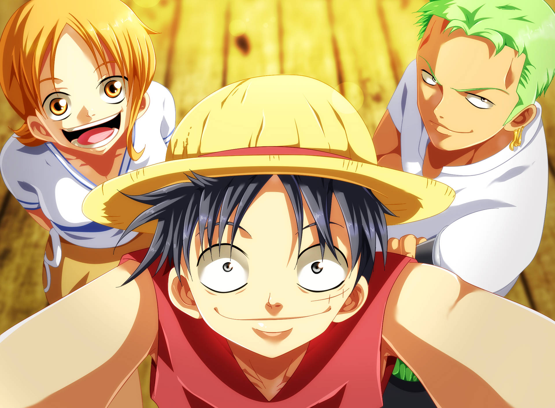 Luffy Zoro Nami Selfie Art Desktop Background