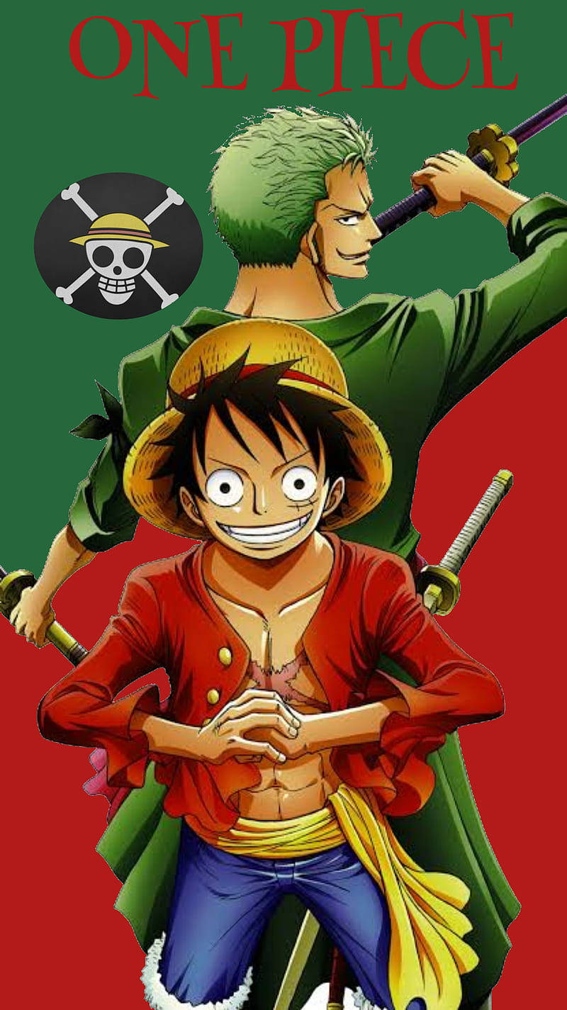 Luffy Zoro One Piece Red And Green Art Mobile Background