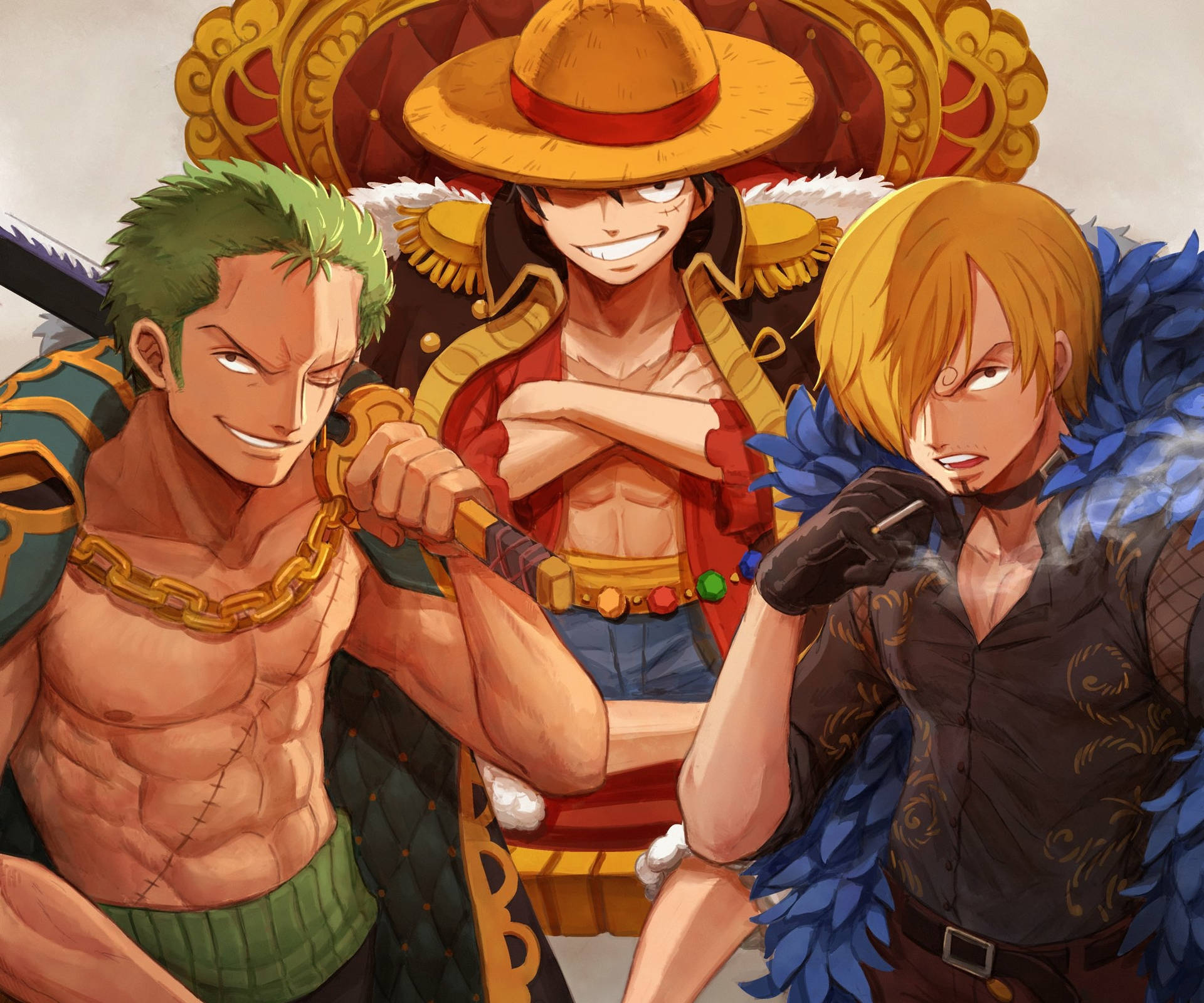 Luffy Zoro Sanji Art Cover Desktop Background