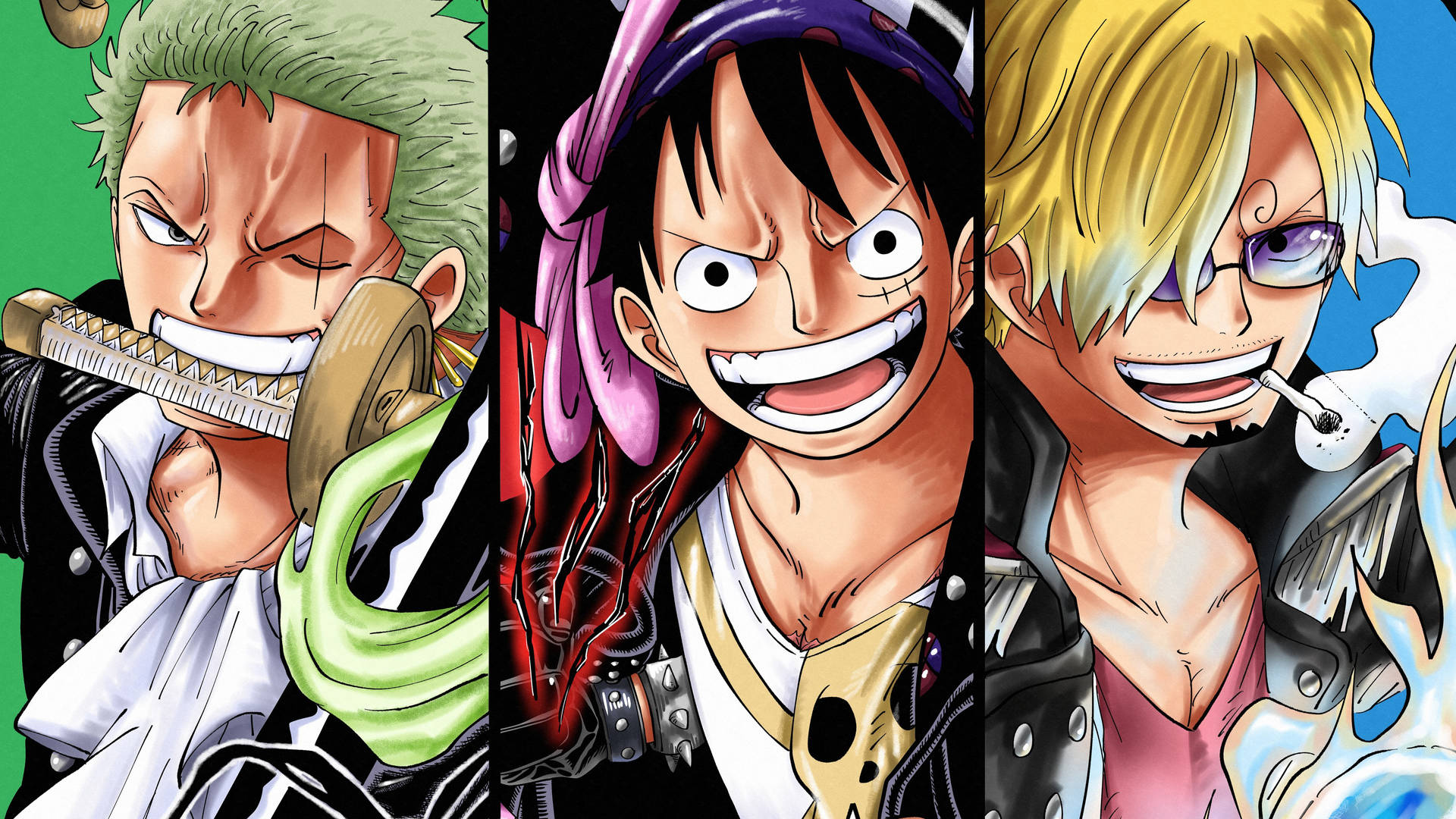 Luffy Zoro Sanji Trio One Piece Desktop Background