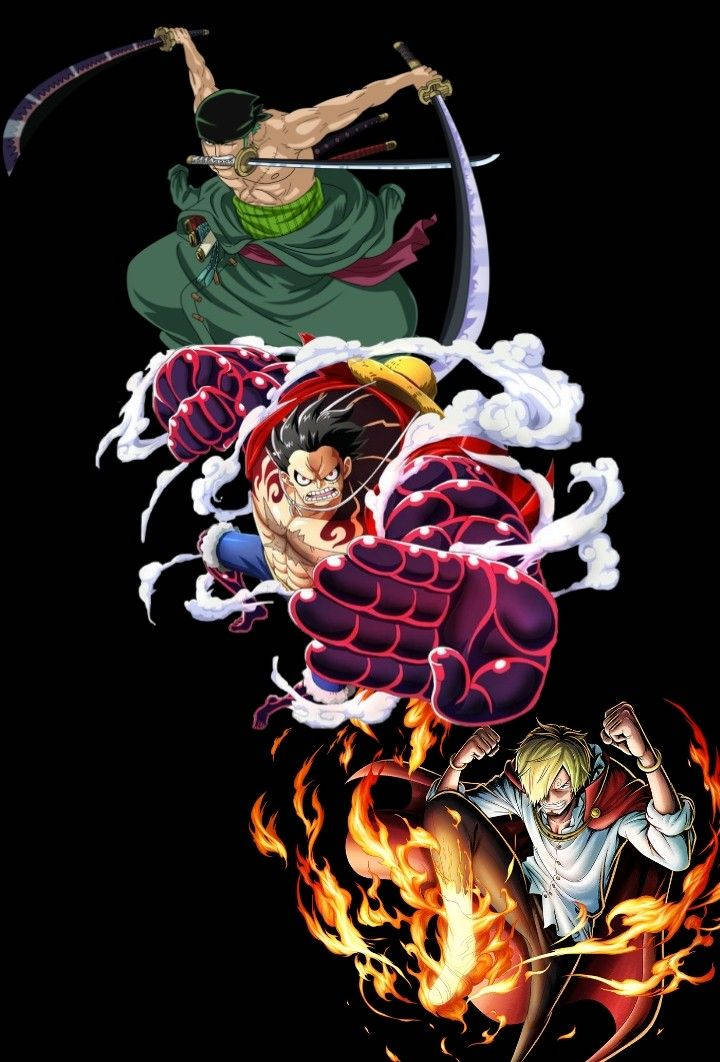 Luffy Zoro Sanji Ultimate Power Art Mobile Background