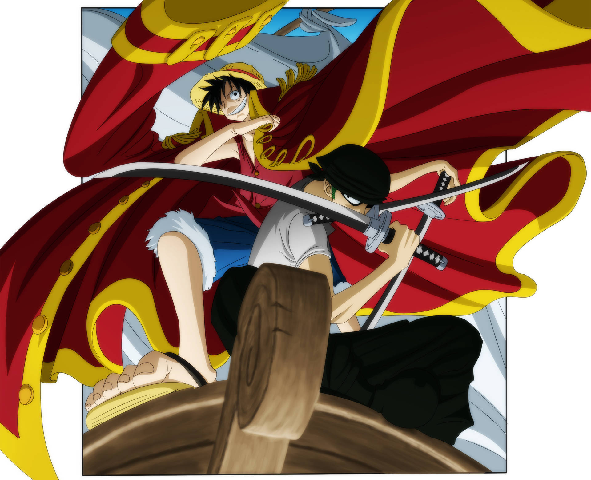 Luffy Zoro Tandem Art Background