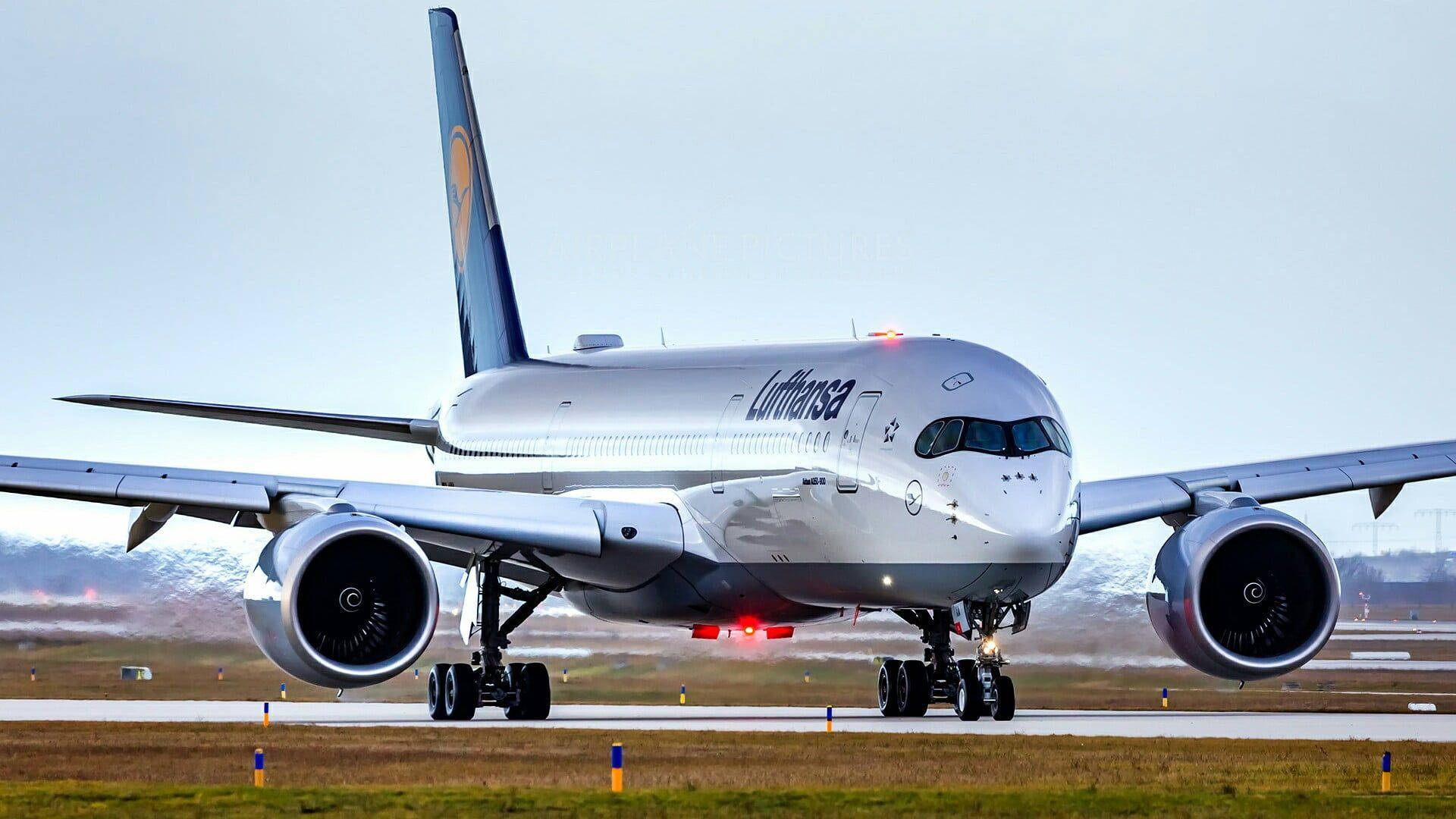 Lufthansa On The Runway Background