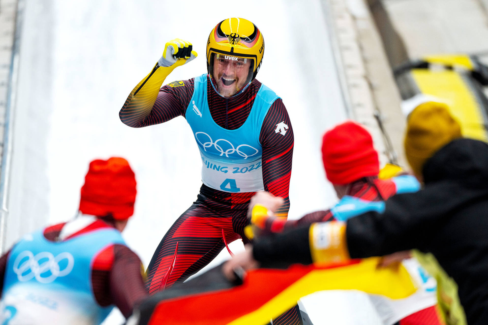 Luge Team Germany Celebratory Background