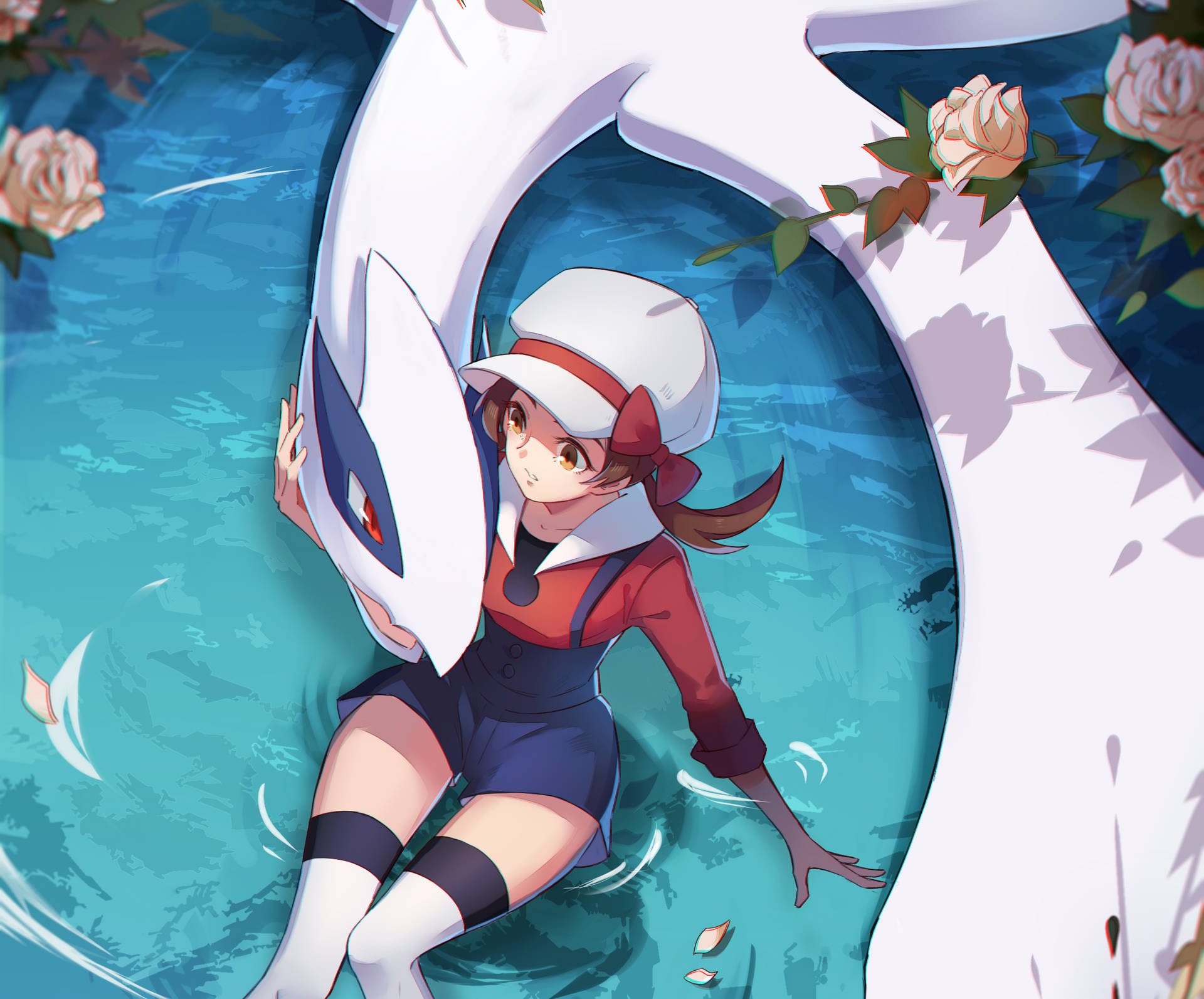 Lugia With A Girl Pokemon Trainer Background