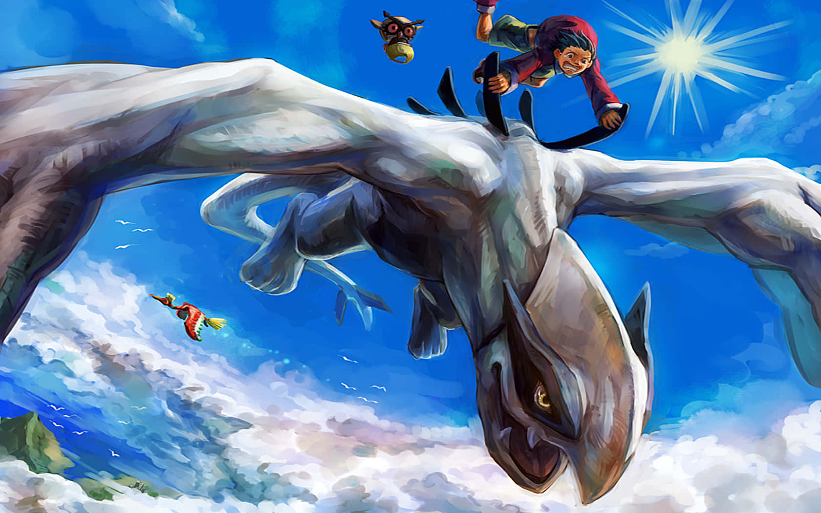 Lugia With Hoothoot And Ho-oh Background