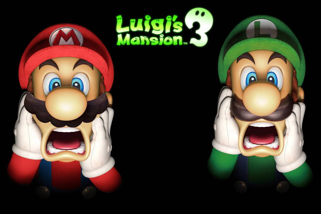 Luigi's Mansion 3 Luigi And Mario Shocked Faces Background