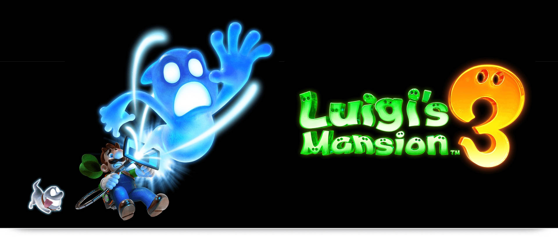 Luigi's Mansion 3 Luigi Capturing Blue Ghost Background