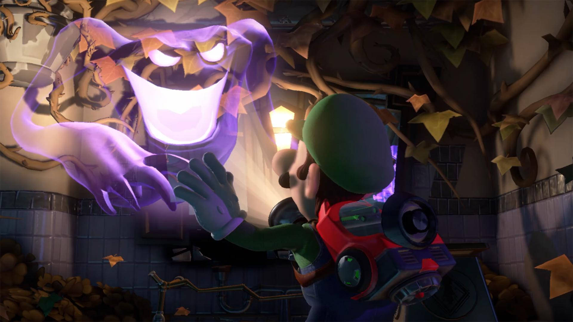 Luigi's Mansion 3 Luigi Facing Purple Ghost