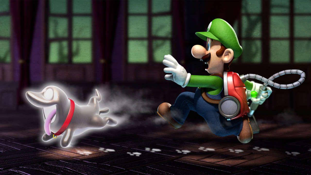 Luigi's Mansion 3 Luigi Running With Polterpup Background