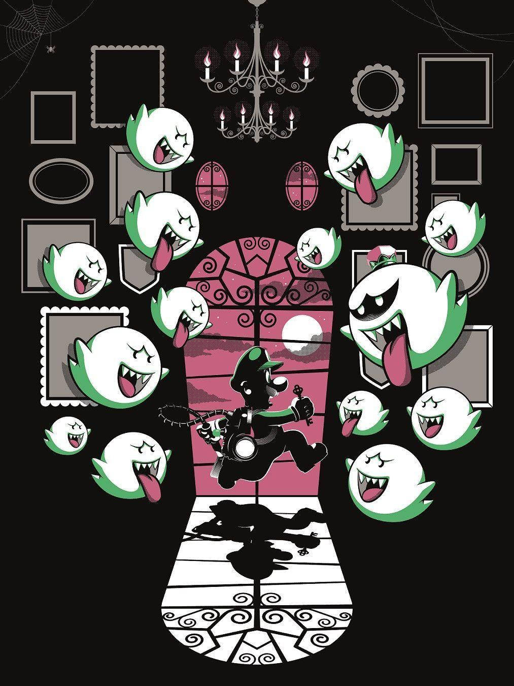 Luigi Sprinting Away From Ghosts In Luigi's Mansion 3 Background