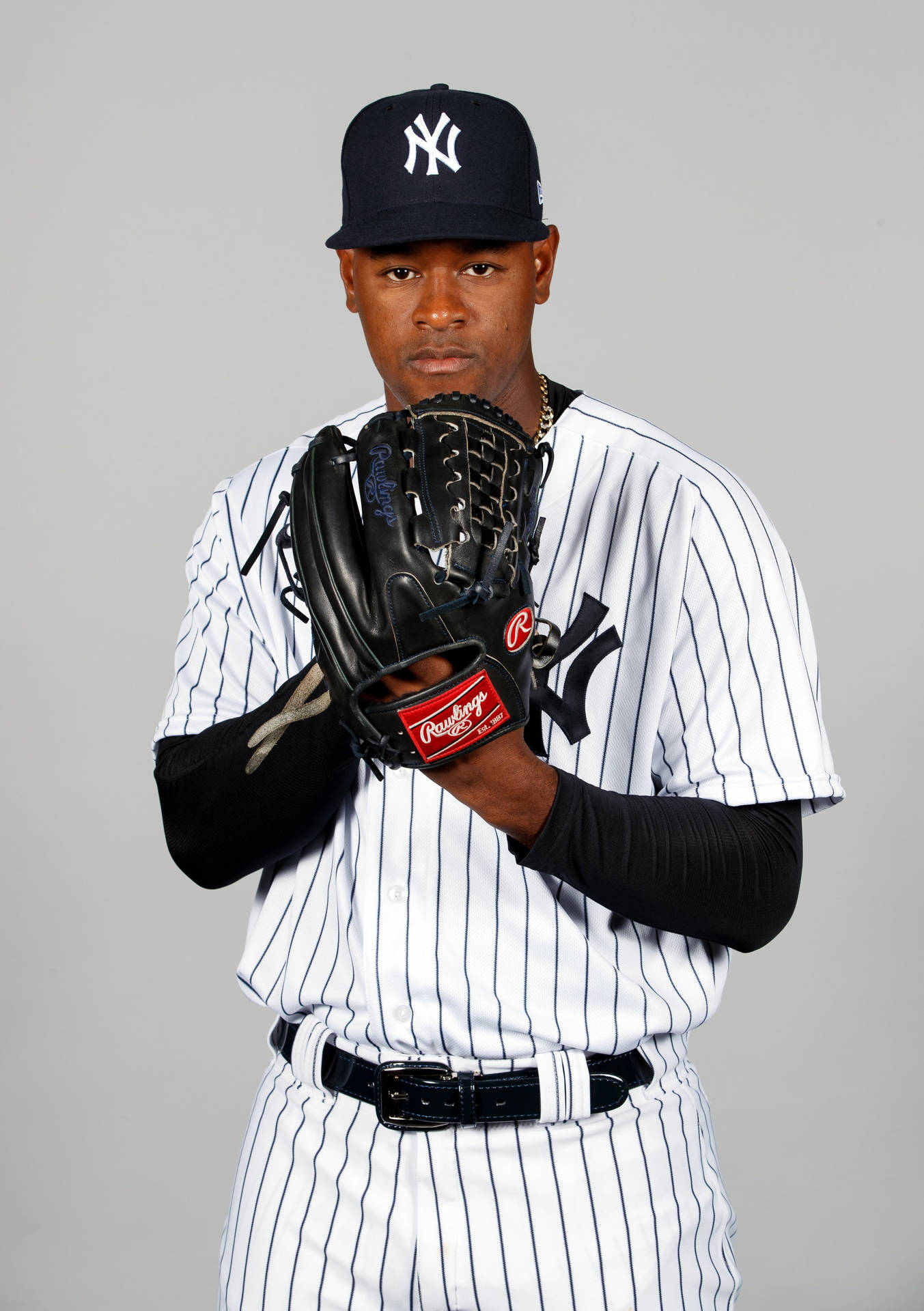 Luis Severino Posing With Glove Background