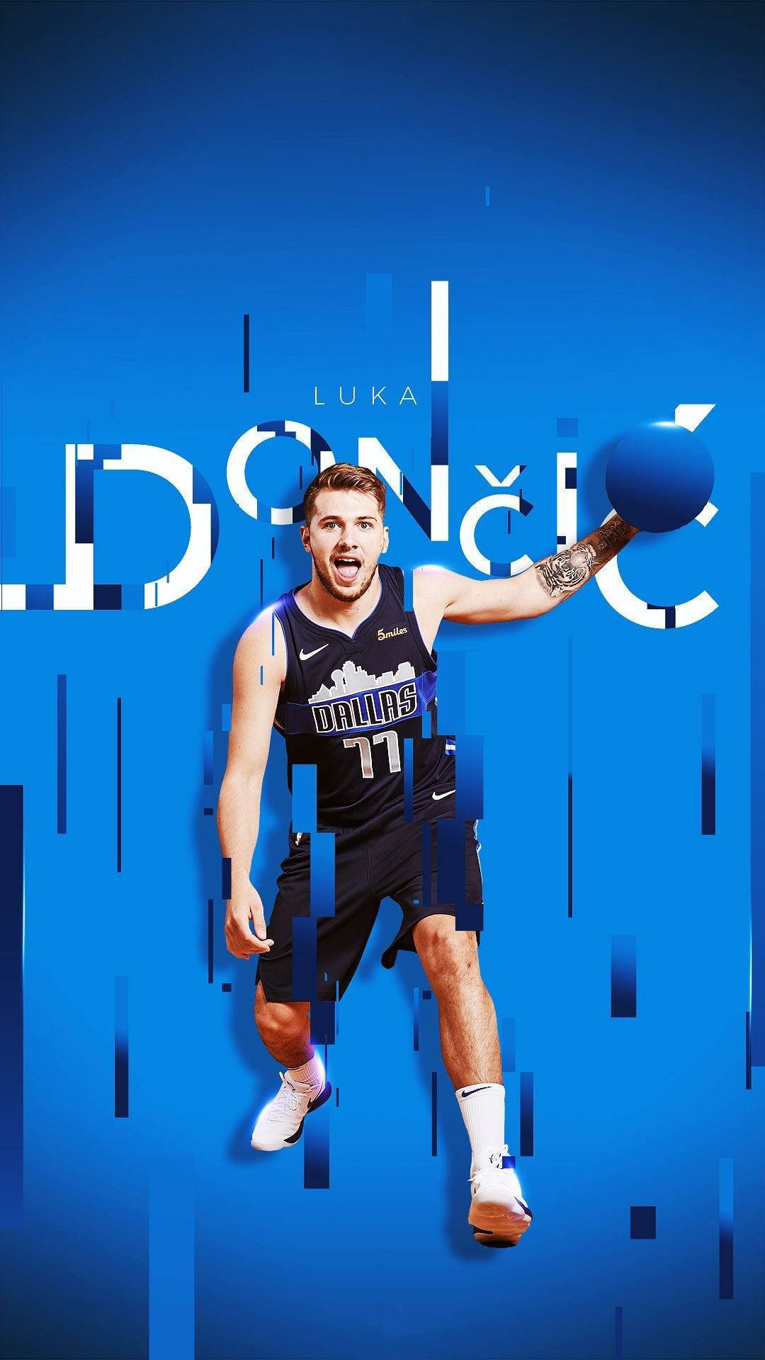 Luka Doncic Blue Glitch Art