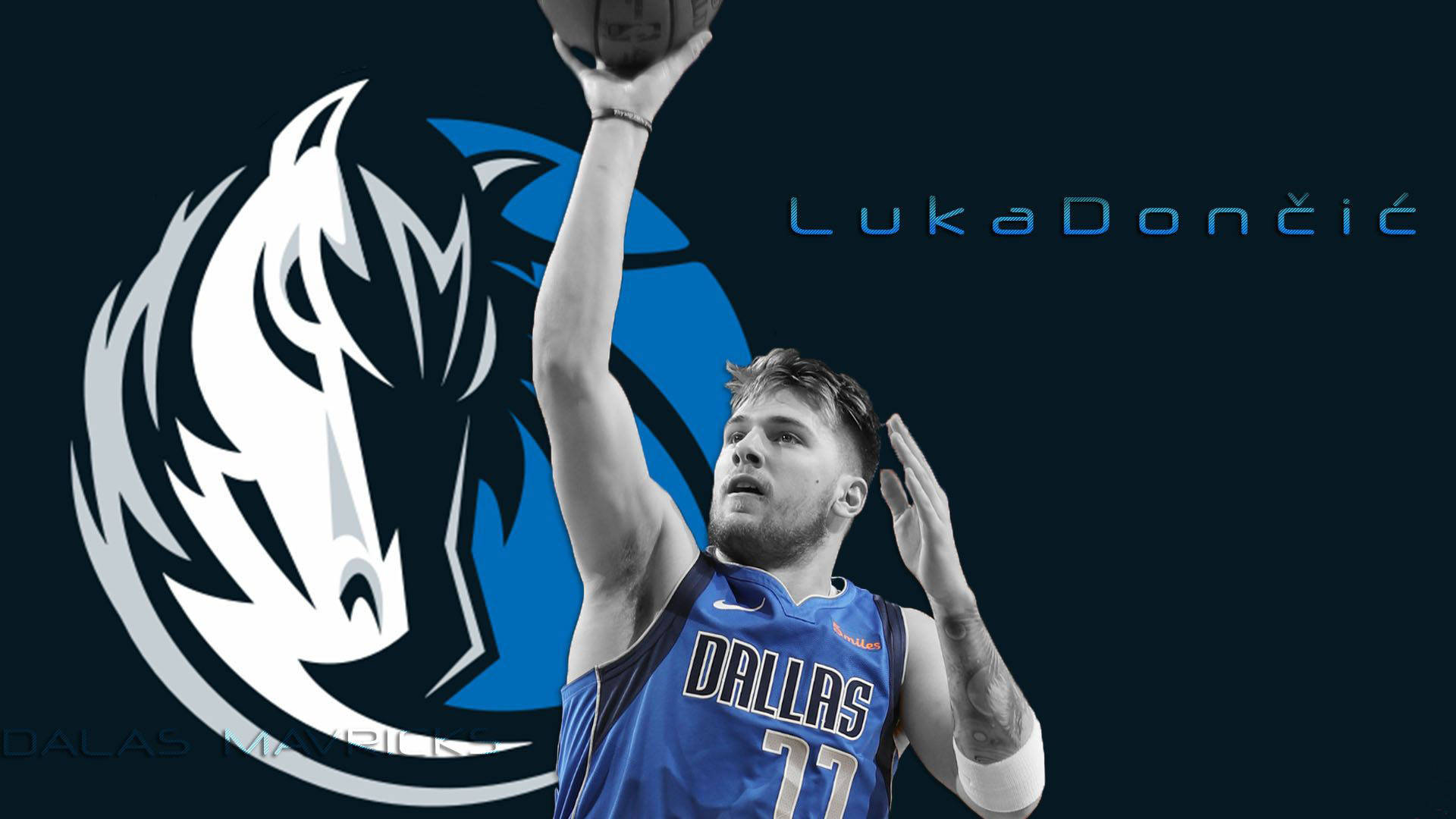 Luka Doncic Dallas Mavericks Logo Background