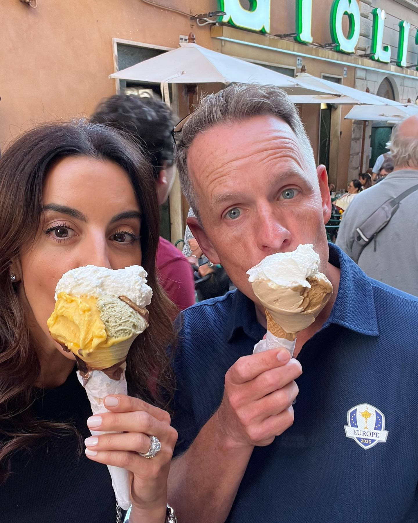 Luke Donald And Diane Eating Ice Cream Background