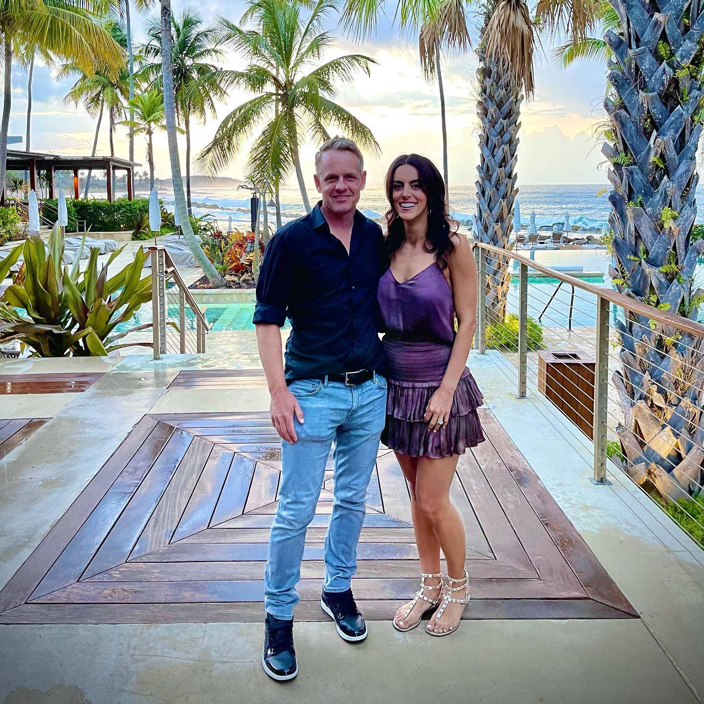 Luke Donald And Wife In A Resort Background