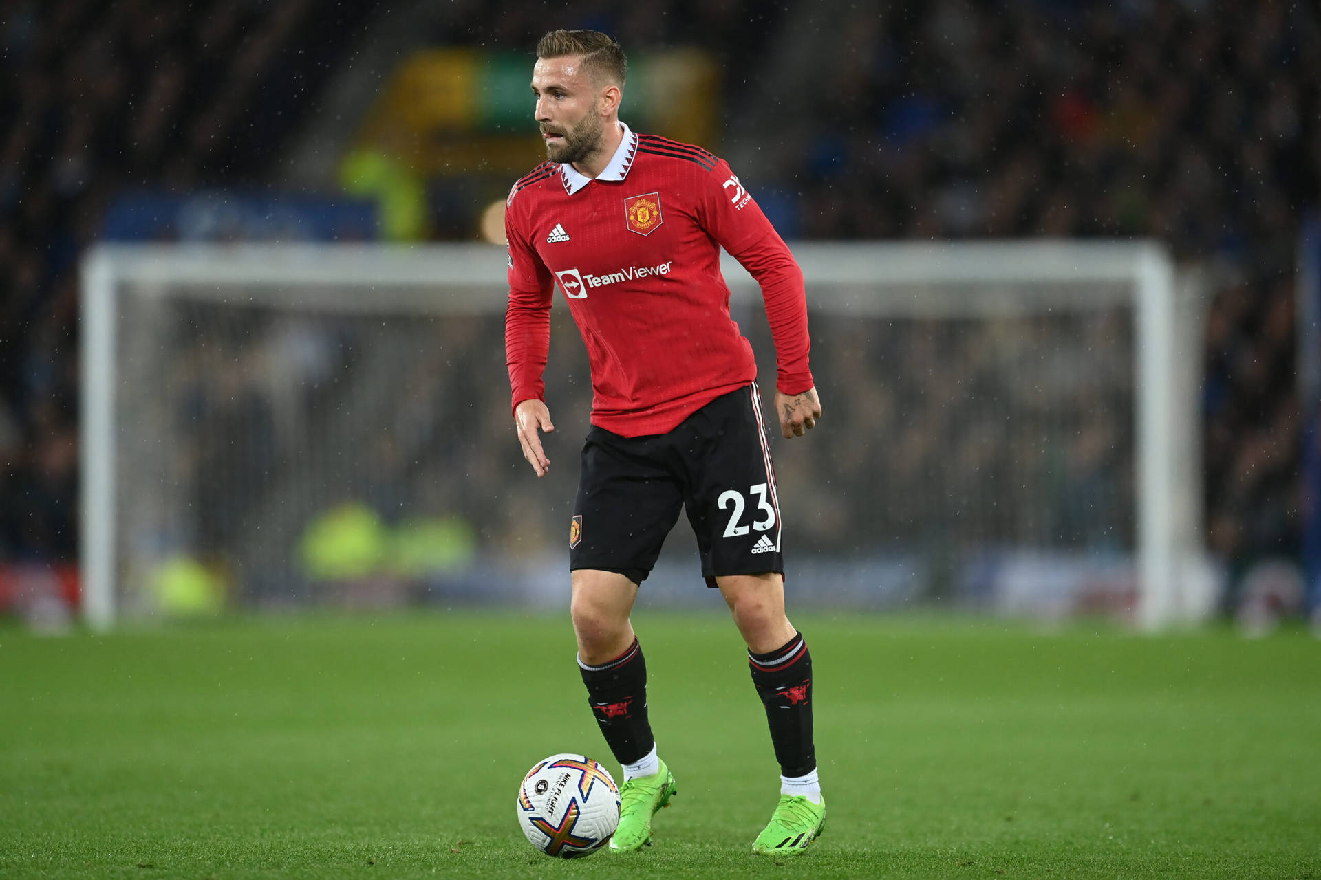 Luke Shaw With Ball Background