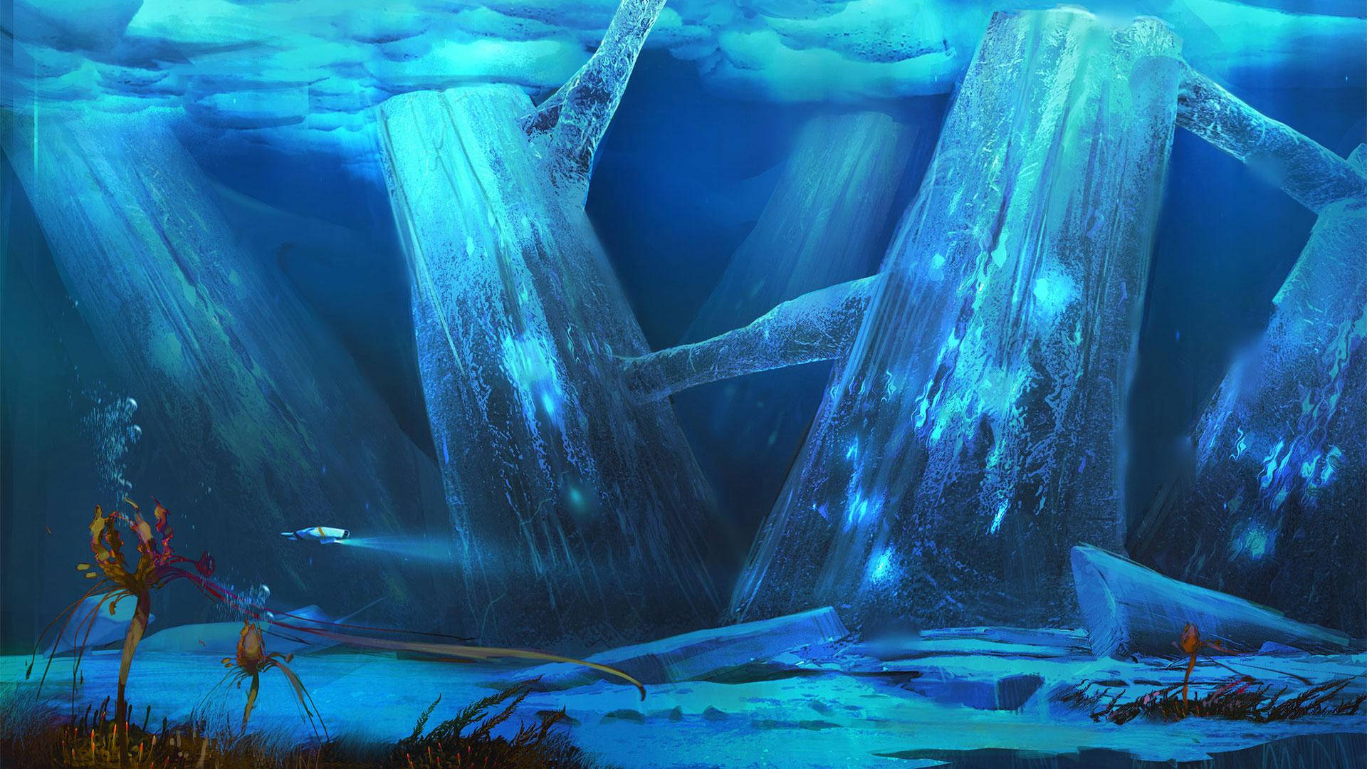 Luminescent Ice Columns Subnautica Background