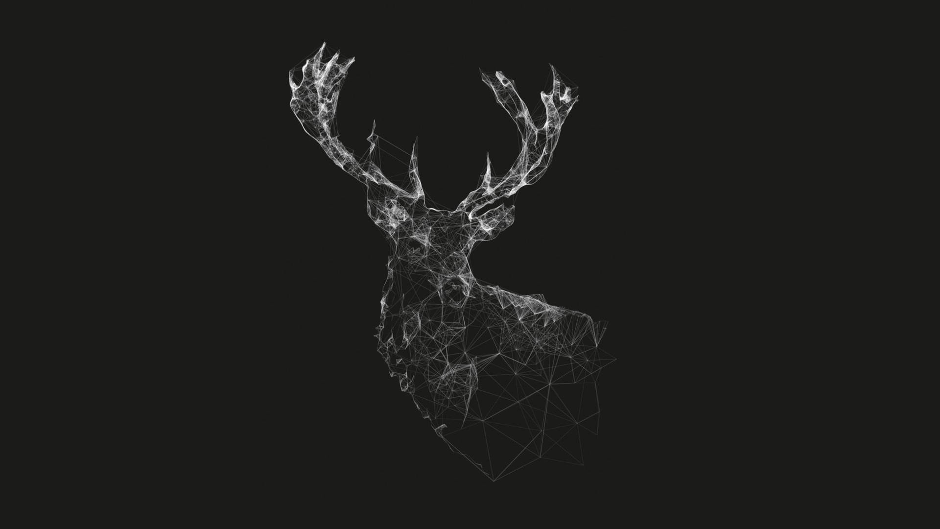 Luminous Deer Dark Abstract Art Background