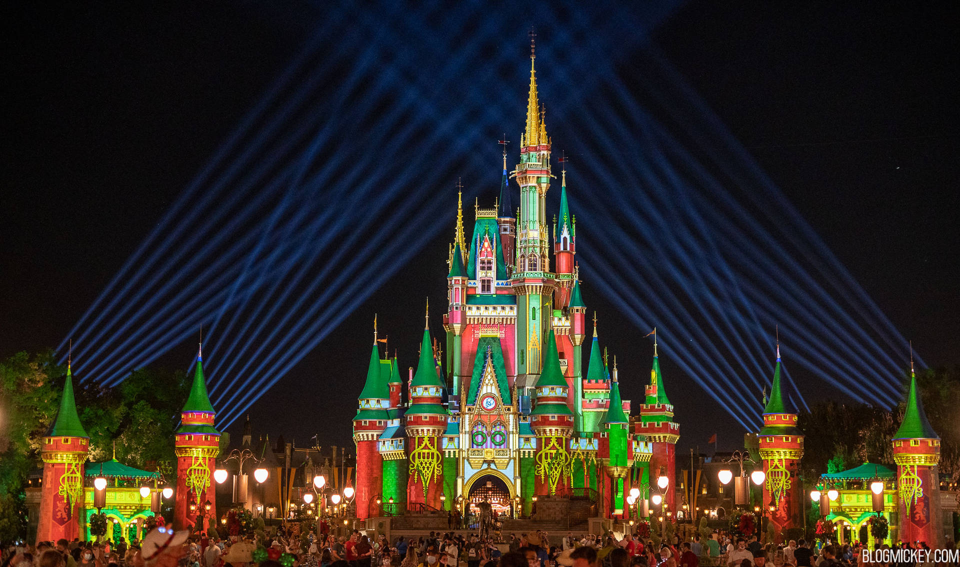 Luminous Green Disneyland Castle Background