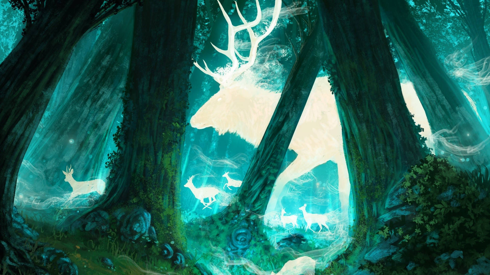 Luminous Jungle Deer Fantasy