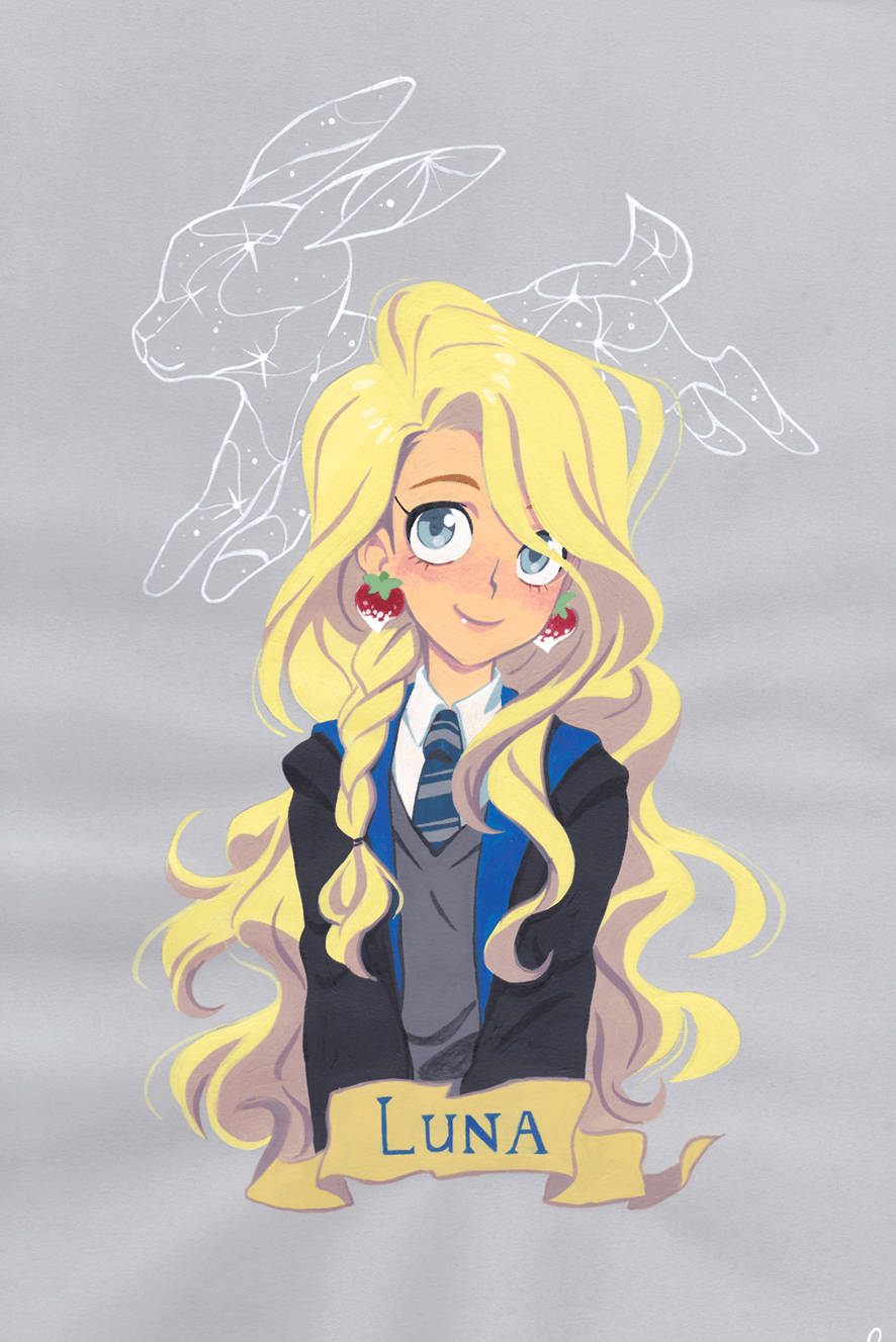 Luna Lovegood Cartoon Cute Harry Potter Background