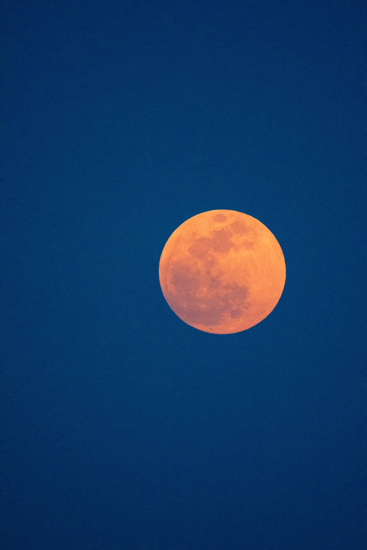 Luna Orange Moon Blue Sky Background