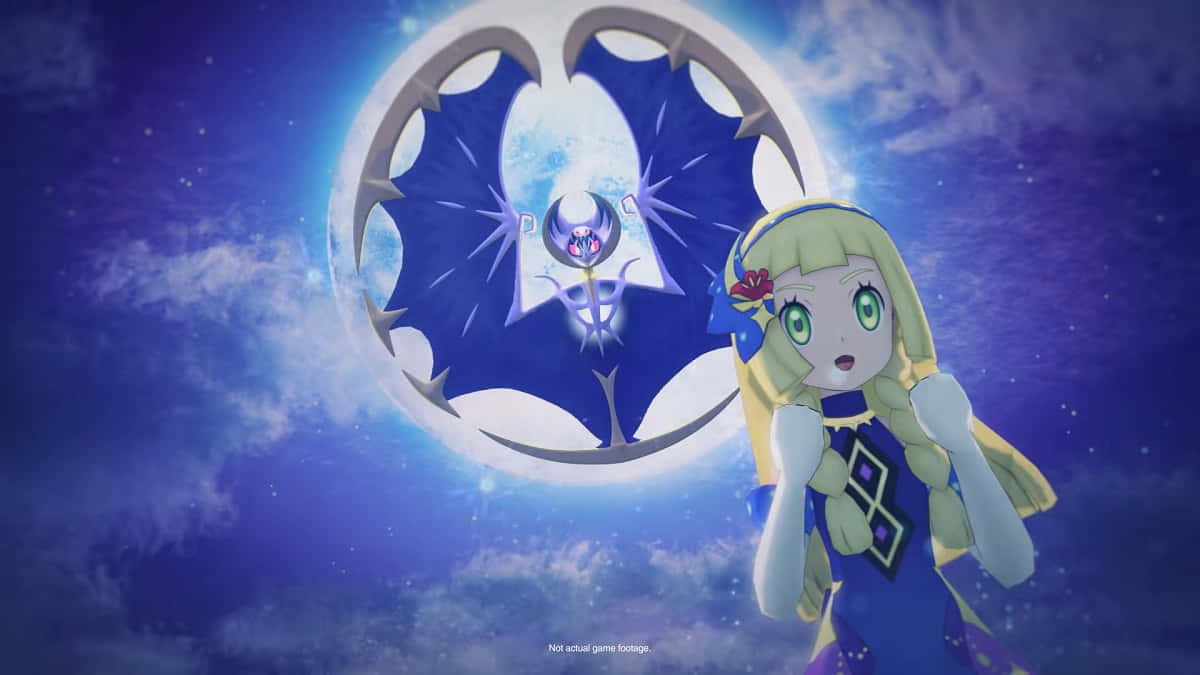 Lunala With Lillie Night Sky Background