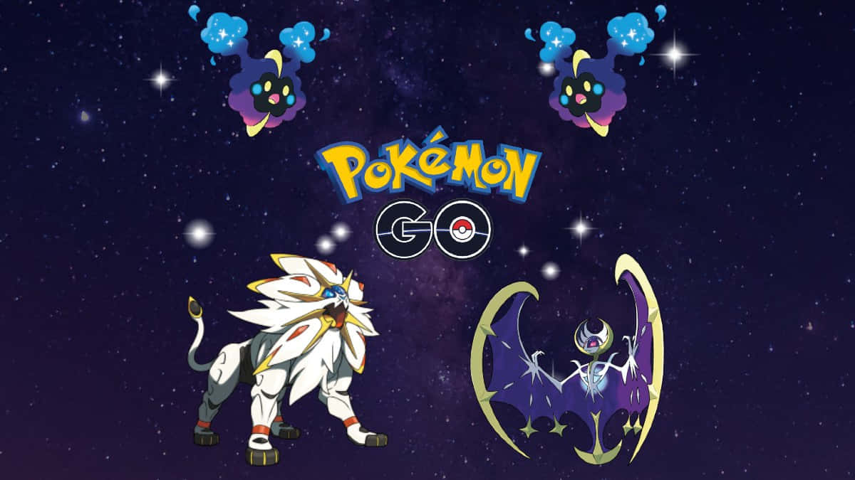 Lunala With Solgaleo And Cosmog Background