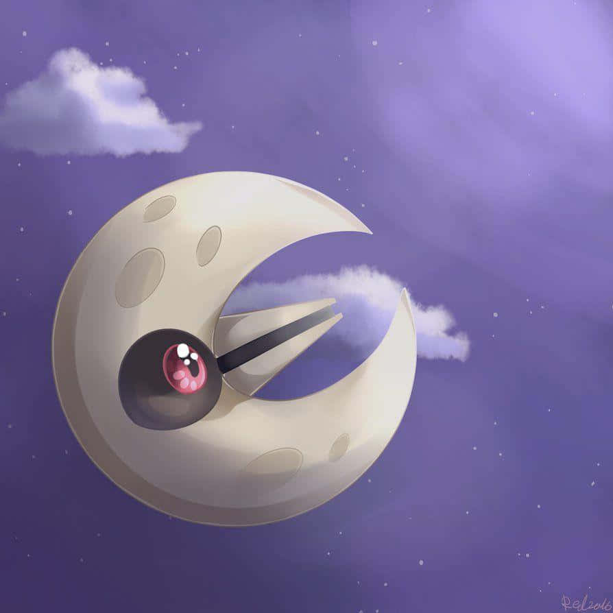 Lunatone Pokemon With Purple Sky Background