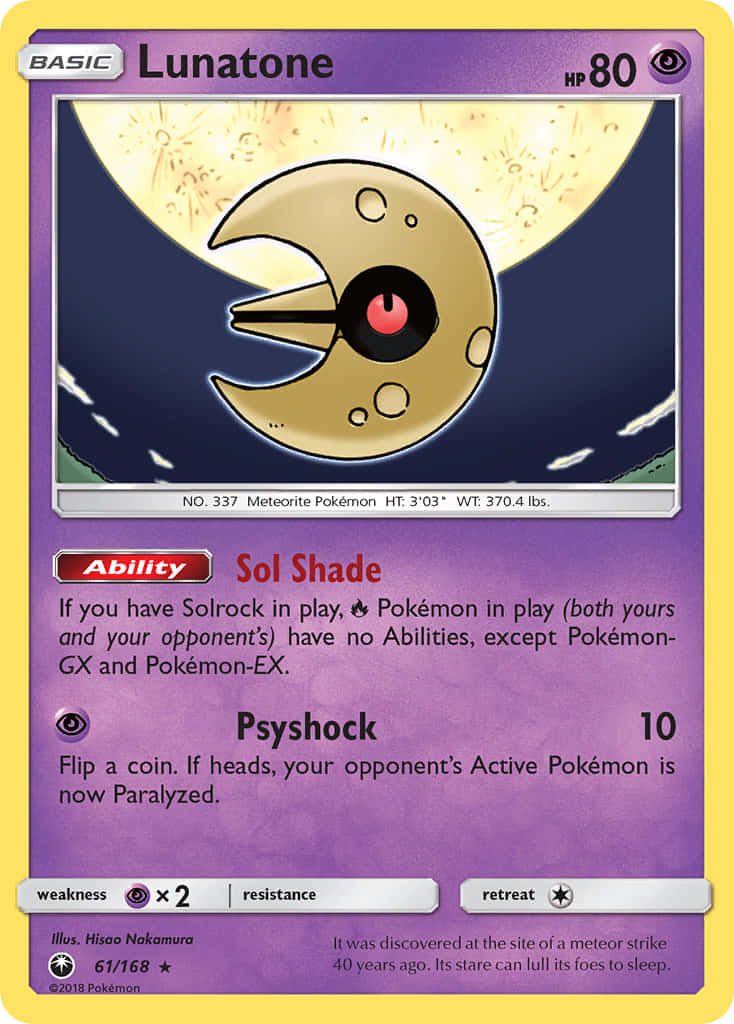 Lunatone Sol Shade Pokemon Trading Card Background