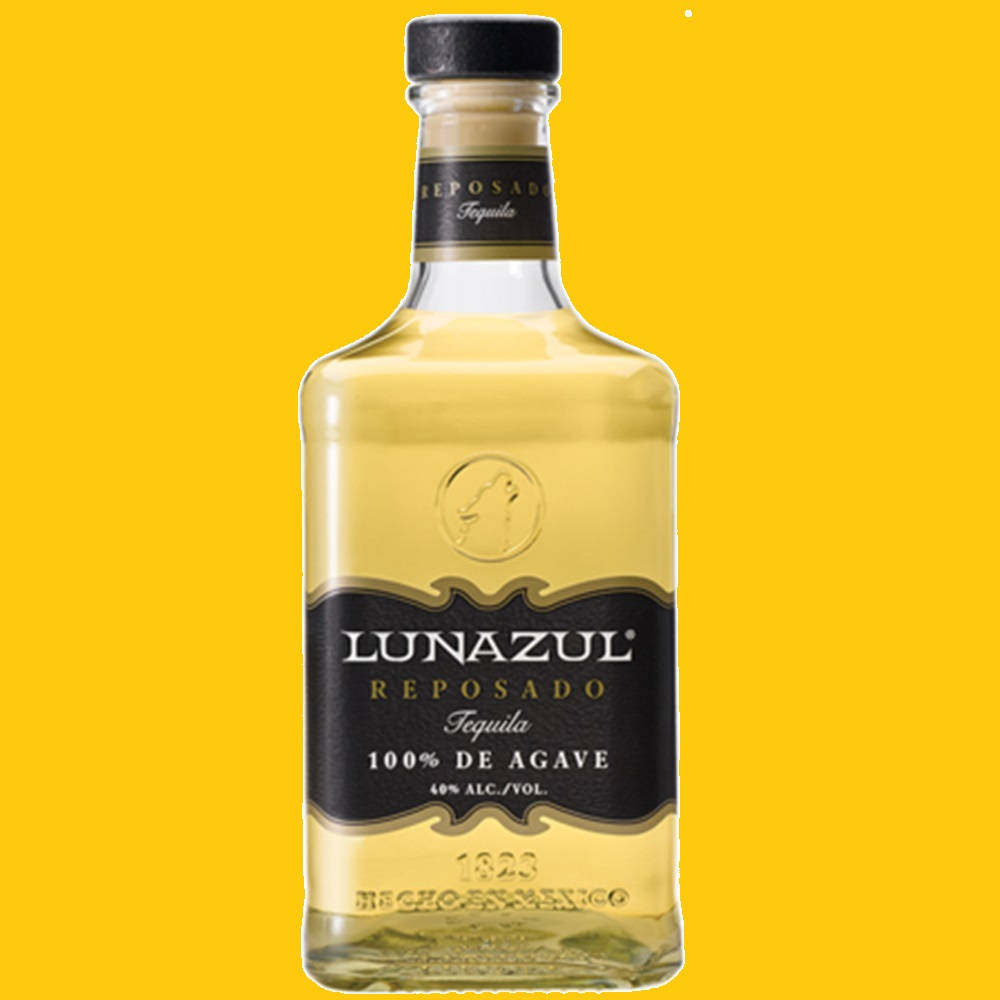 Lunazul Blanco Tequila Yellow Background