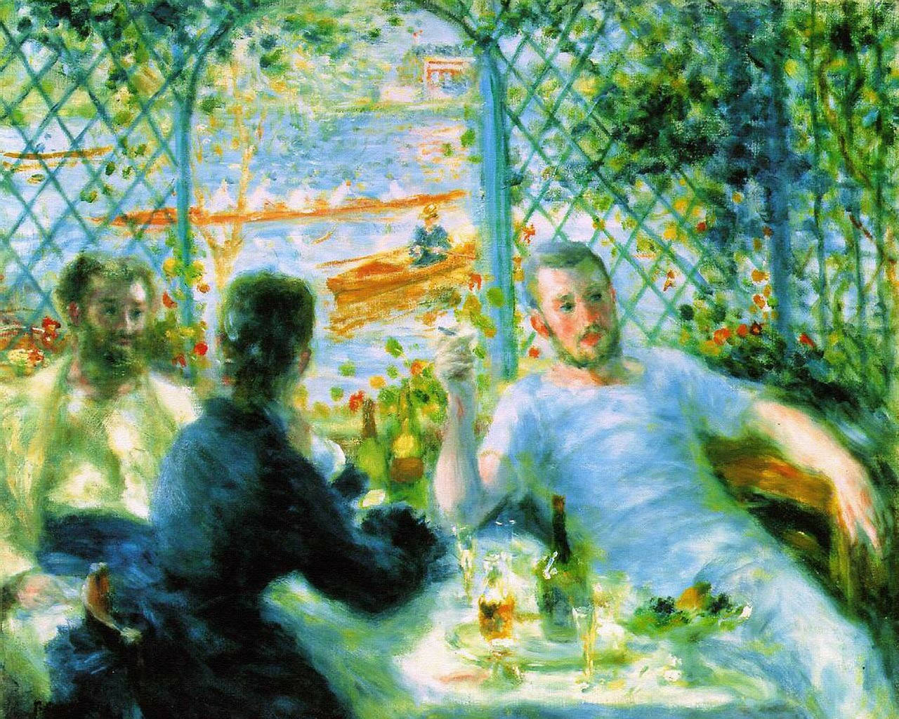 Lunch At The Restaurant By Renoir Background