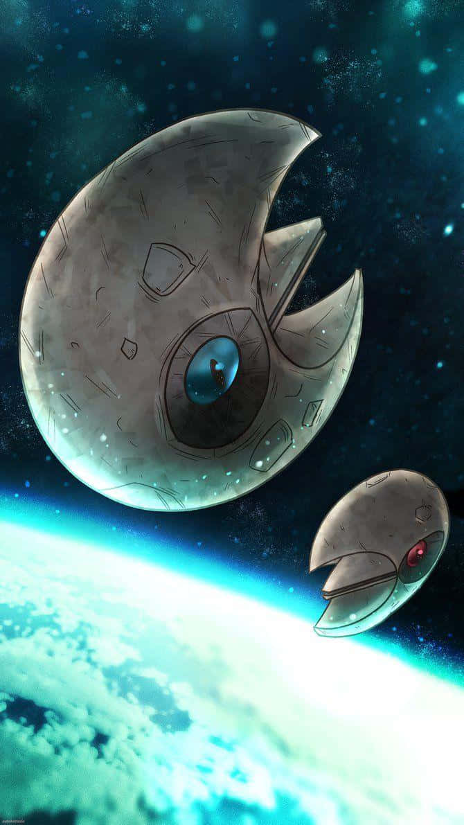 Lunetone And Shiny Lunatone In Space Background