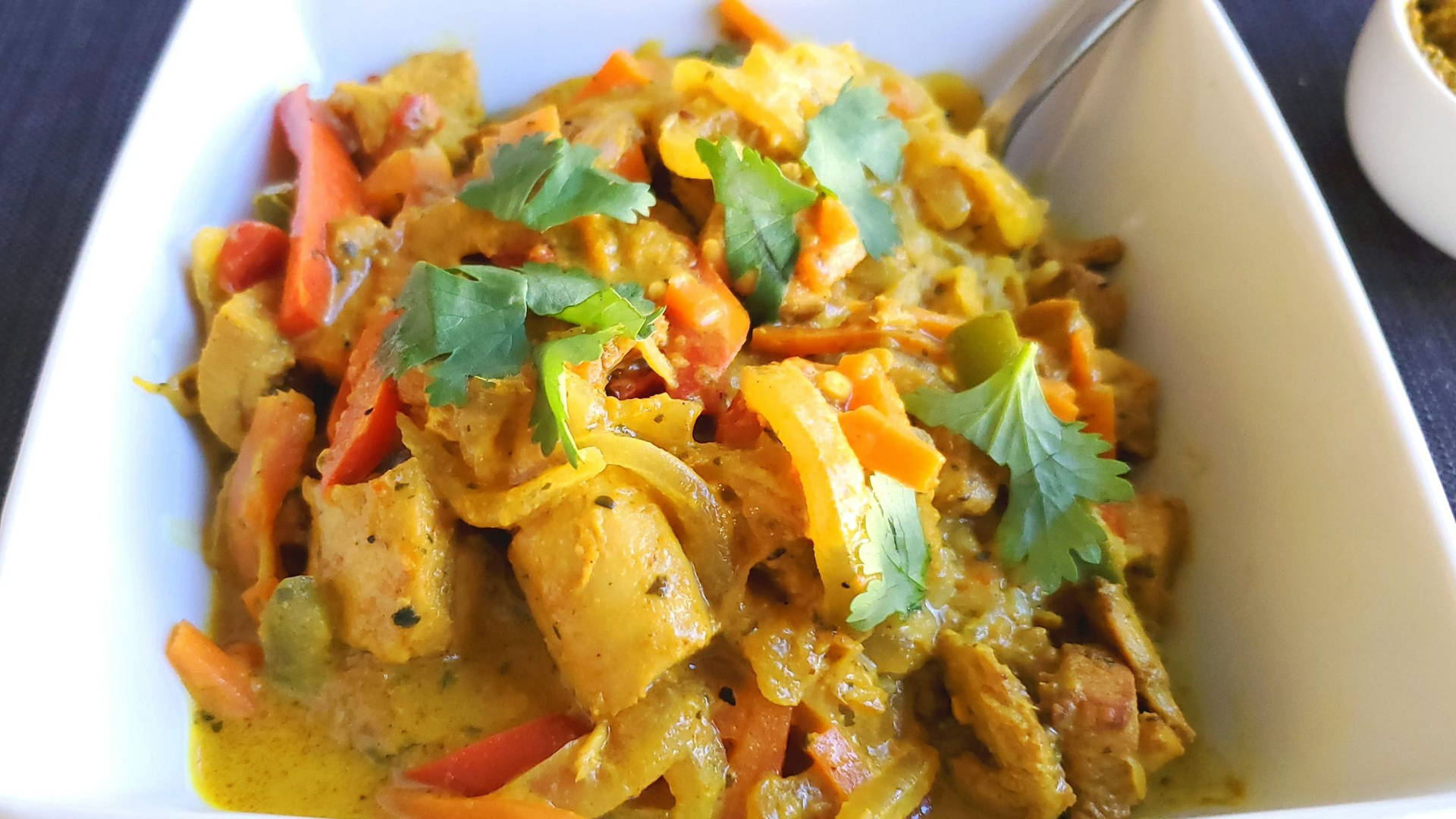 Luscious Yellow Curry Topped With Coriander