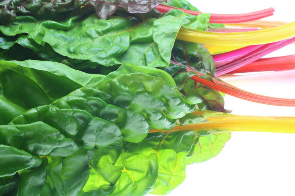 Lush Green Swiss Chard Leaves Background