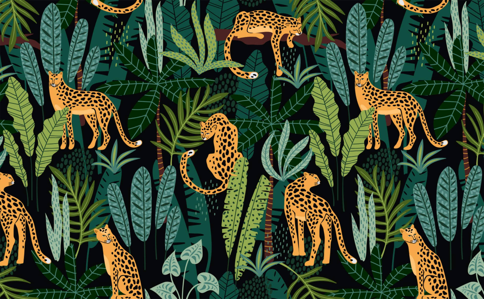 Lush Leaves And Cheetah Pattern