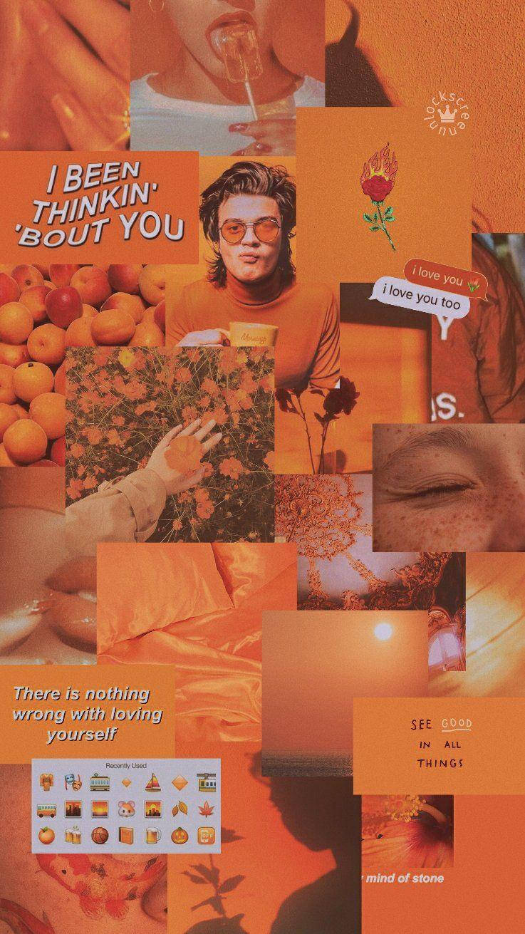 Lush Pastel Orange Aesthetic Collage Background