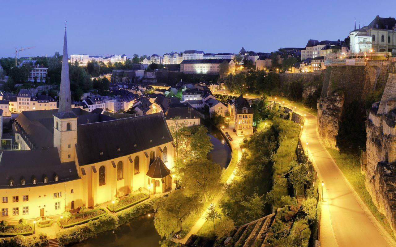 Luxembourg Golden Lights Background