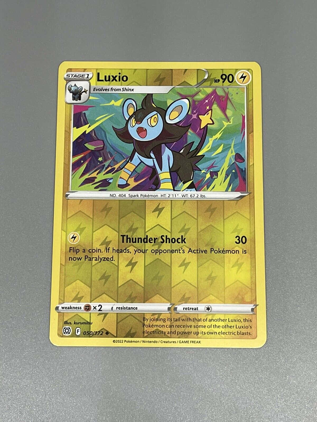 Luxio Pokemon Trading Card Gray Background