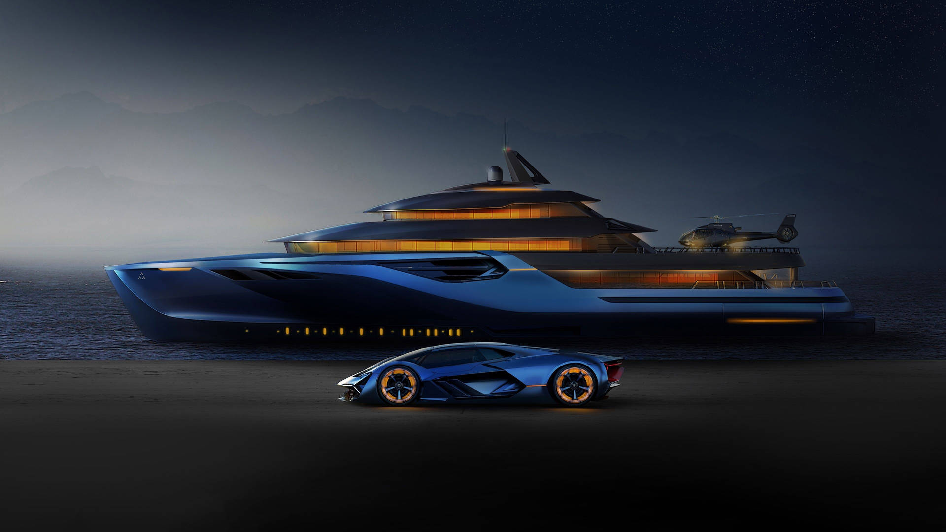 Luxurious Blue Yacht Cruising The High Seas Background