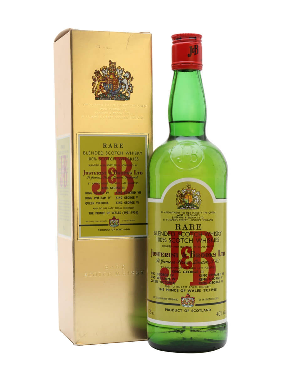 Luxurious Bottle Of J&b Blended Scotch Whisky With Gold Cover Background