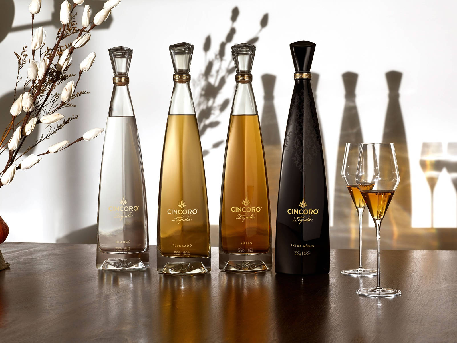 Luxurious Cincoro Tequila Bottles Display