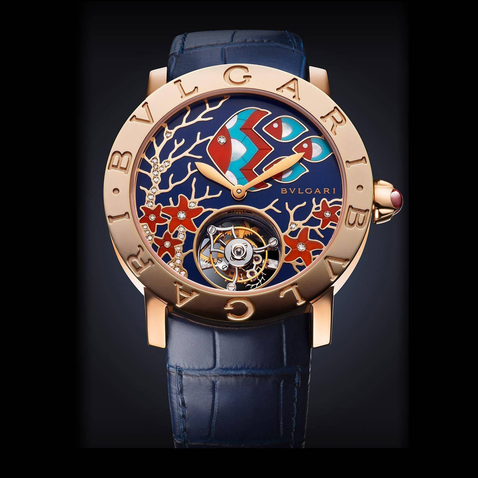 Luxurious Elegance In Timekeeping - The Colorful Bvlgari Watch Background