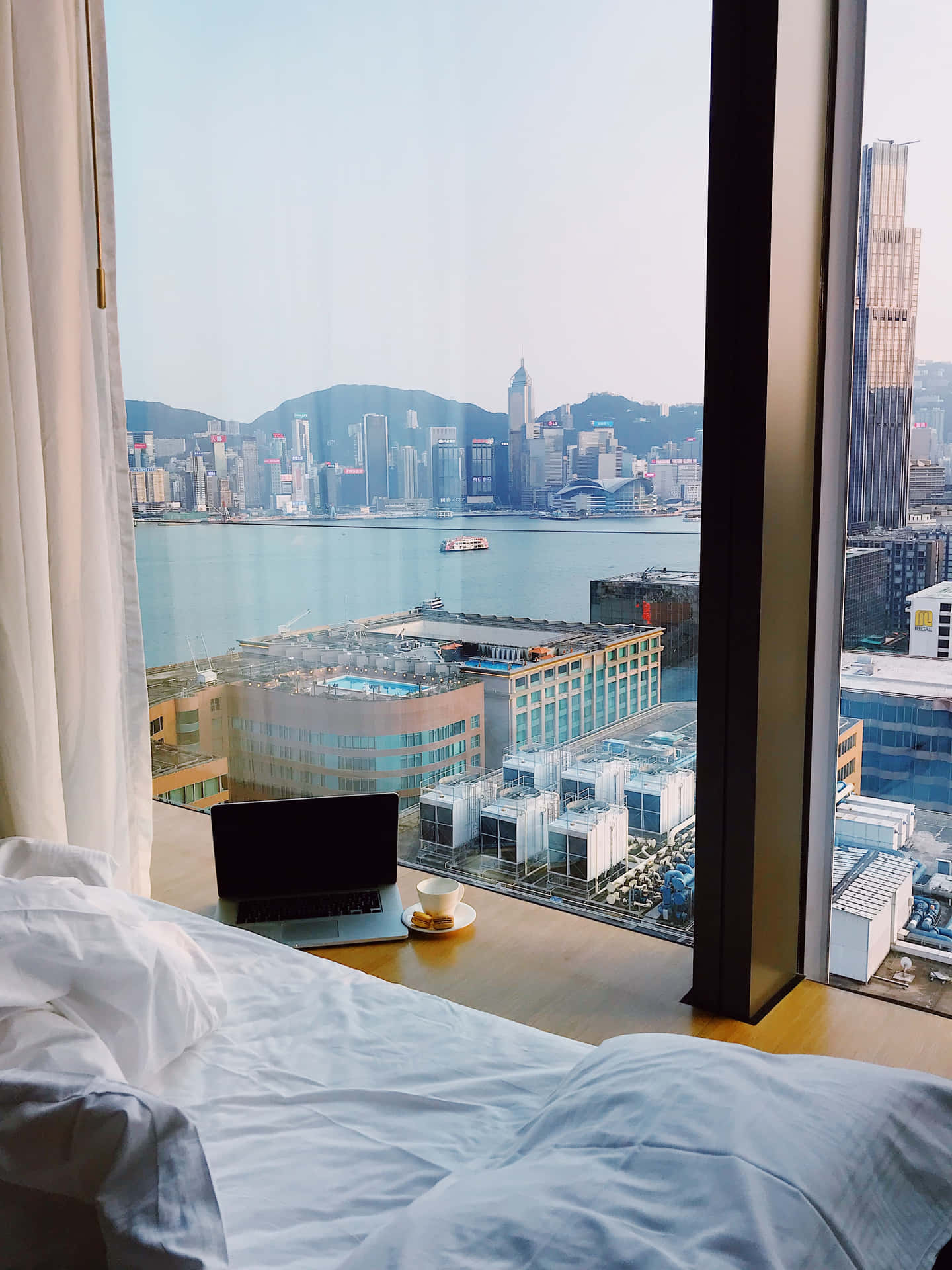 Luxurious Hotel Room Overlooking Urban Skyline