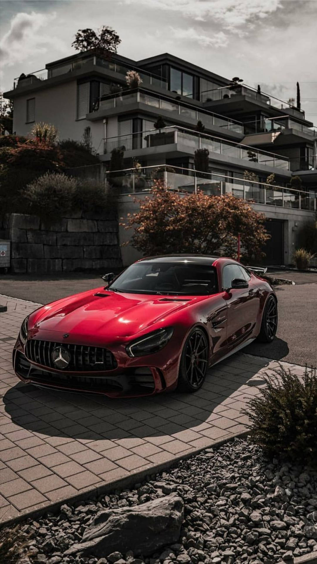 Luxurious Jupiter Red Mercedes Amg Gtr Background