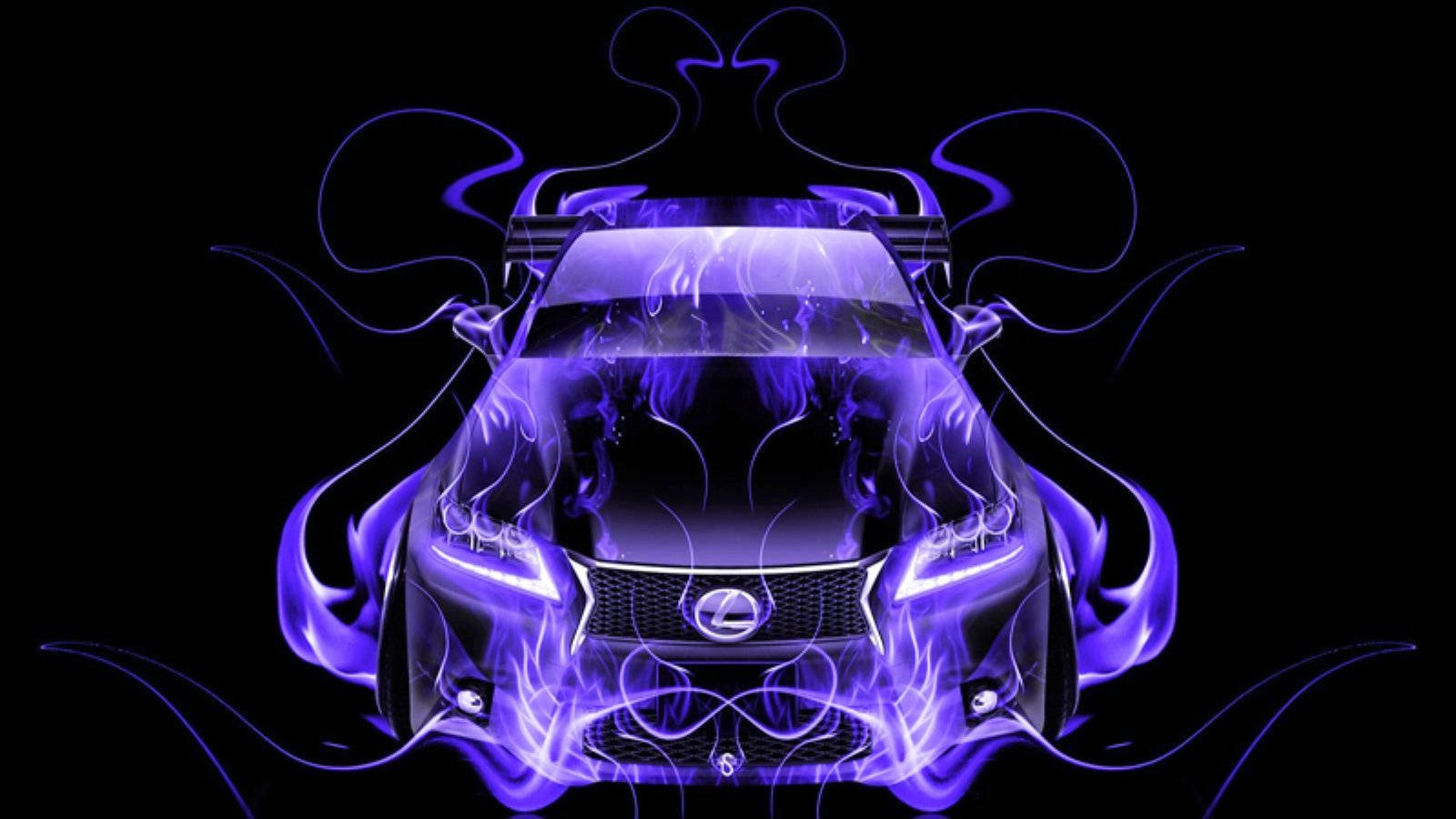Luxurious Lexus Logo Enveloped In Purple Flames Background